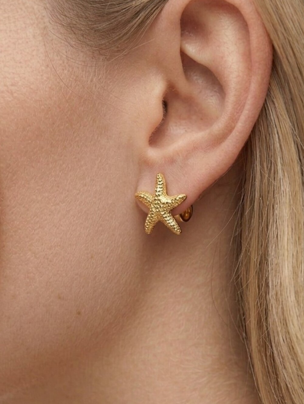 Gold Starfish Stud Earrings Lightweight Preppy Summer Feminine Elegant Retro 80s
